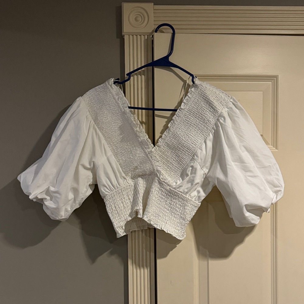 Abercrombie & Fitch White Puff Sleeve Blouse